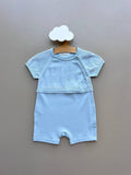Blue Organic Cotton Summer Romper - La Farandole Paris