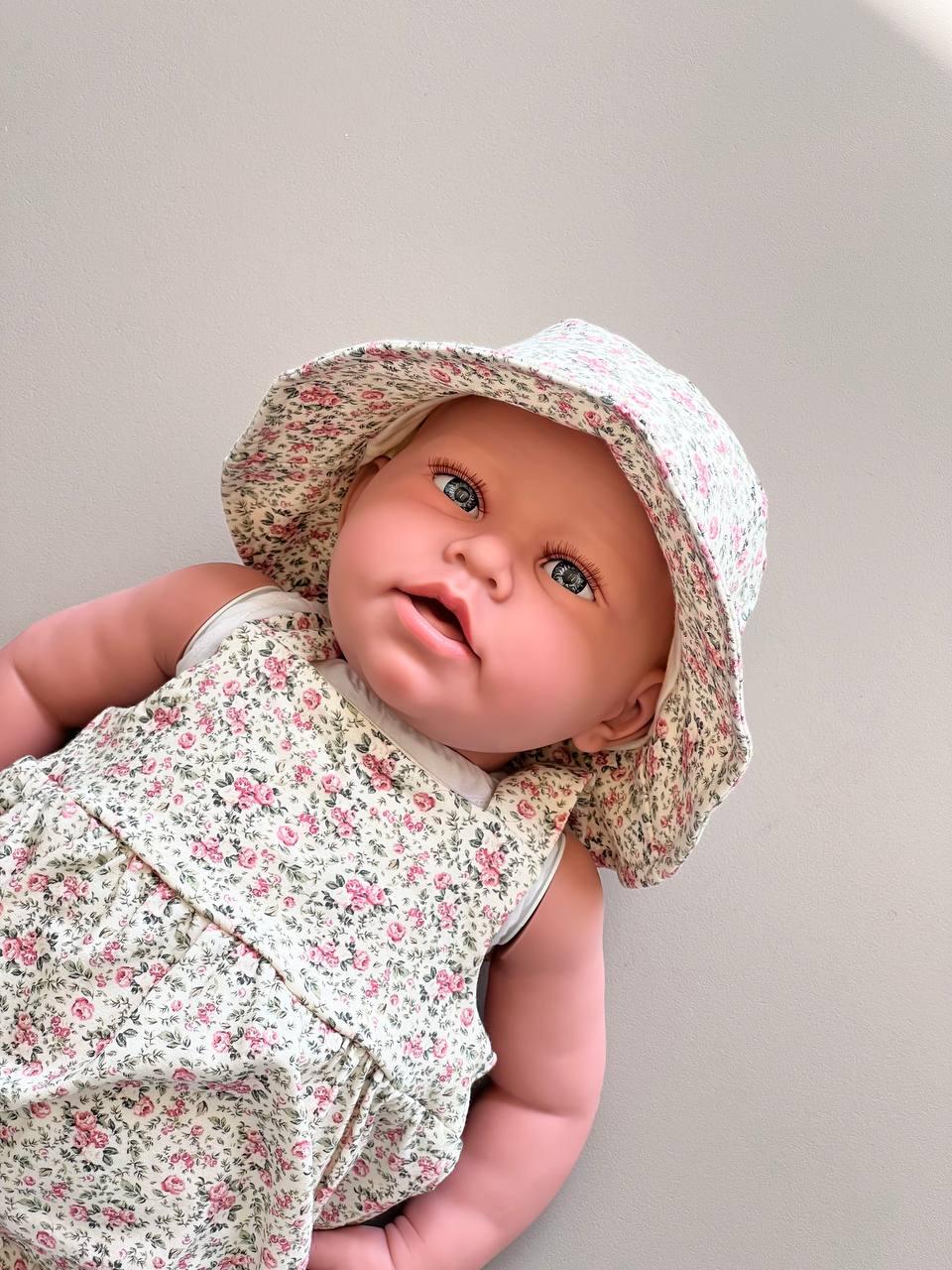 GOTS™ Certified Organic Cotton Beige & Pink 2 Pcs Romper With Hat - La Farandole Paris