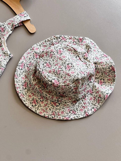 GOTS™ Certified Organic Cotton Beige & Pink 2 Pcs Romper With Hat - La Farandole Paris