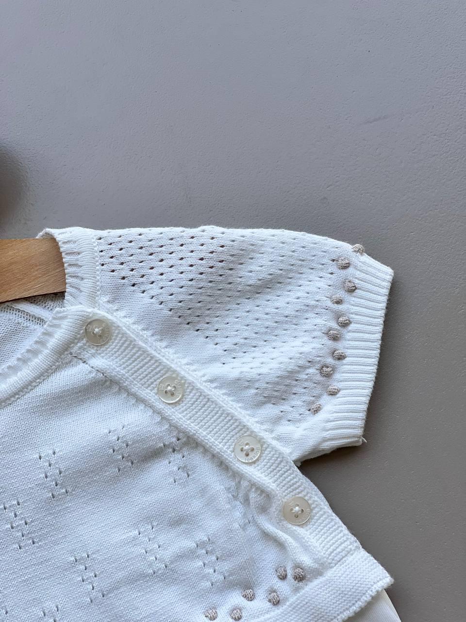Blue Organic Cotton Summer Romper - La Farandole Paris