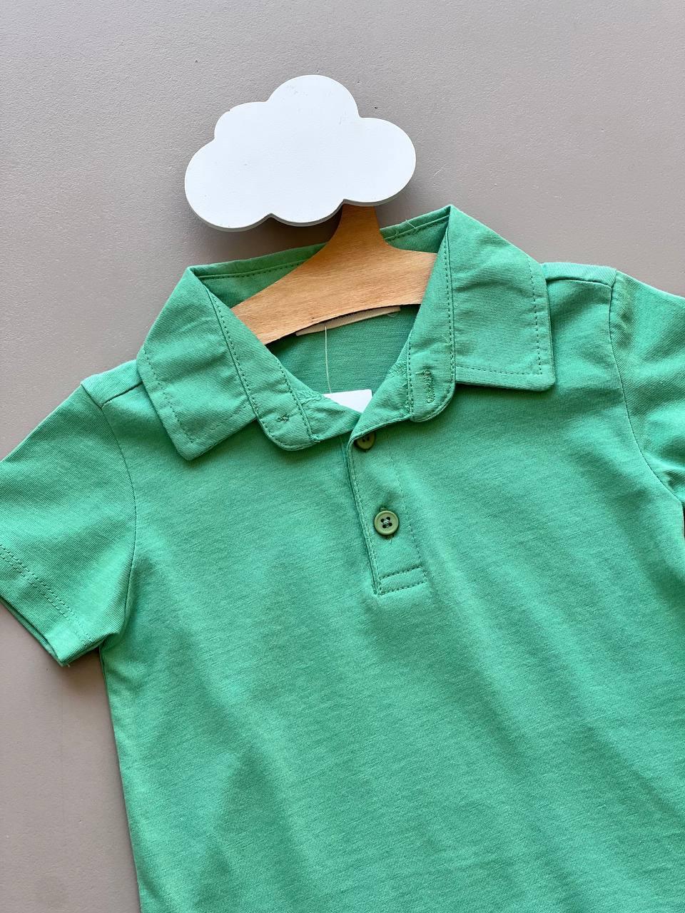 Green Cotton Polo T-Shirt - La Farandole Paris