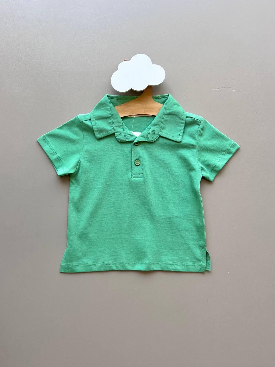 Green Cotton Polo T-Shirt - La Farandole Paris