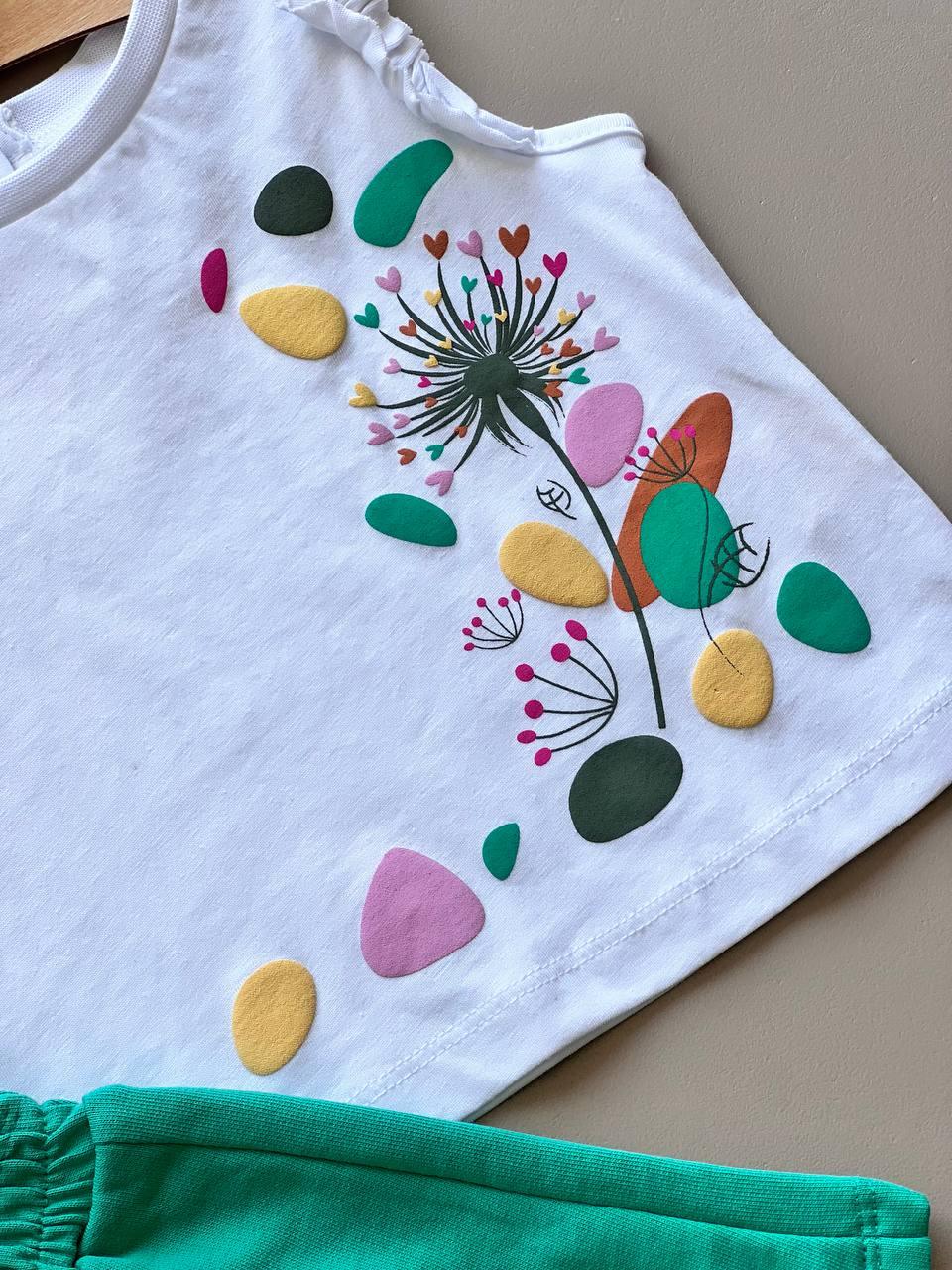 White & Green Cotton Summer 2 Pcs Set - La Farandole Paris