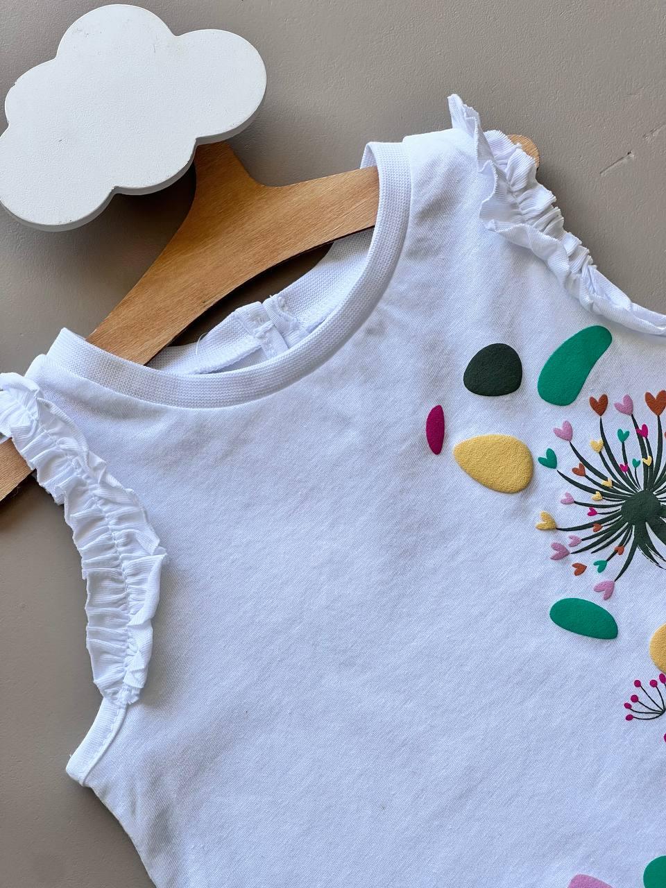 White & Green Cotton Summer 2 Pcs Set - La Farandole Paris