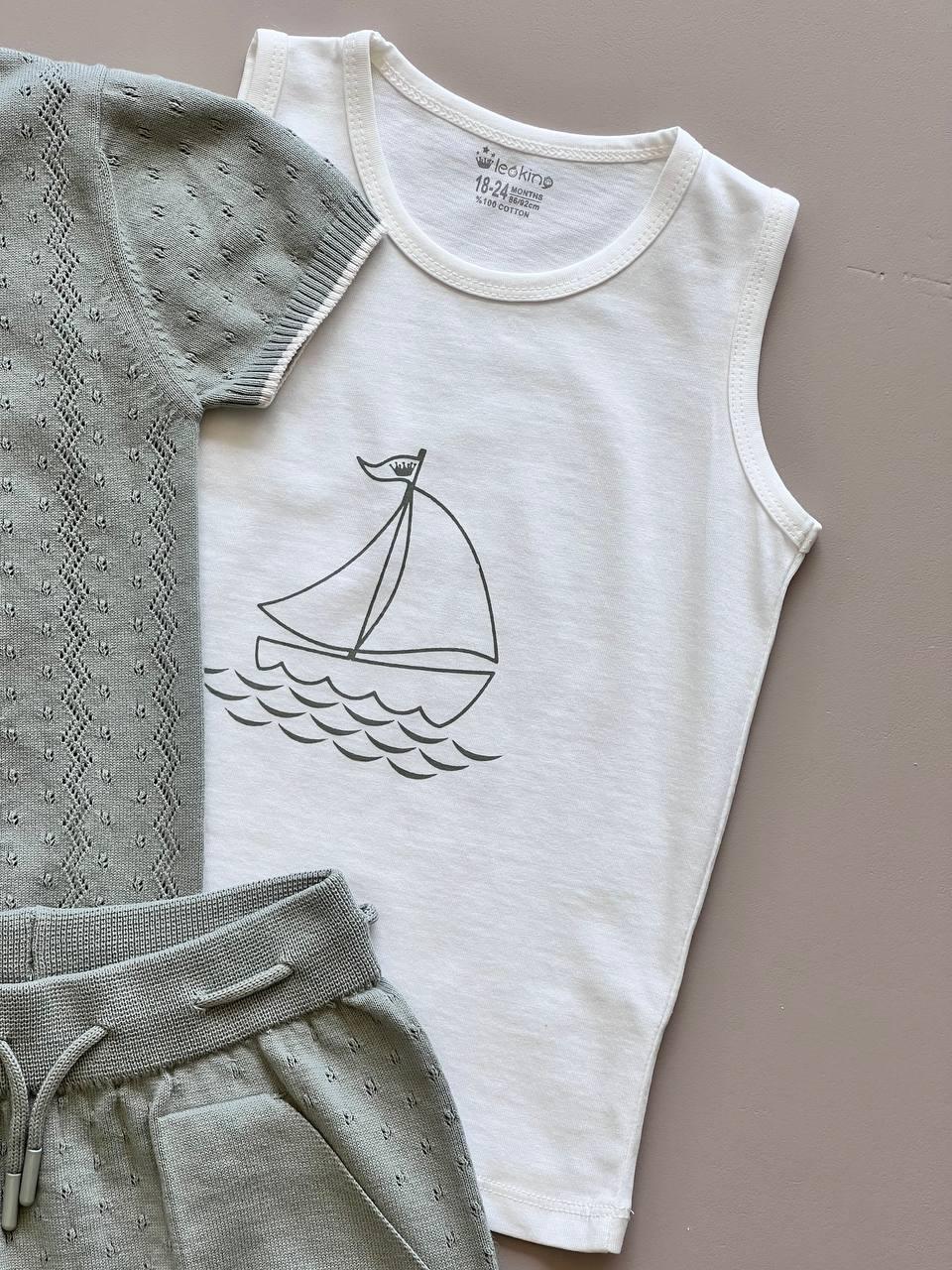 Green & White 3 Pcs Summer Set - La Farandole Paris
