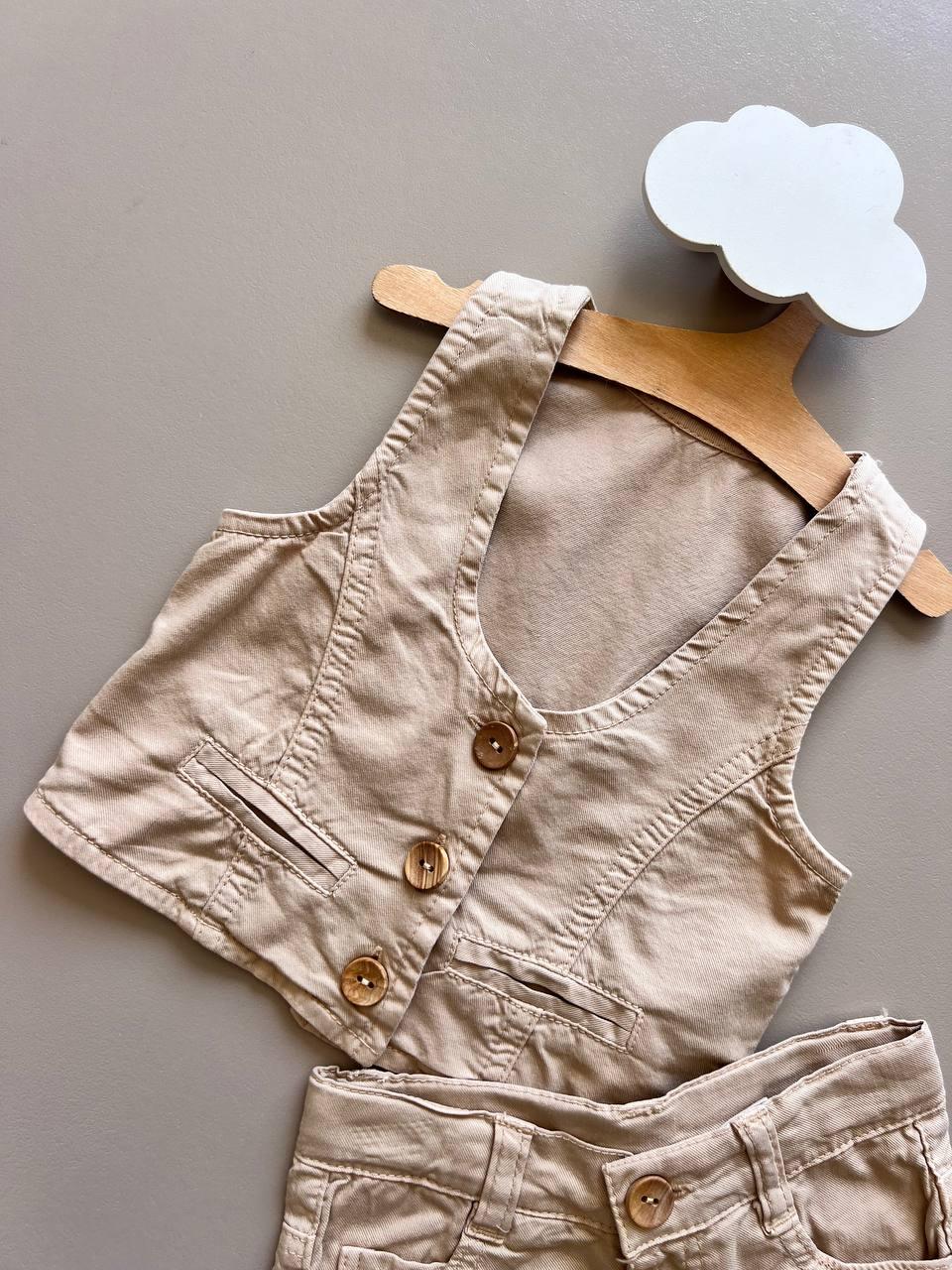 Beige Summer 2 Pcs Denim Set - La Farandole Paris