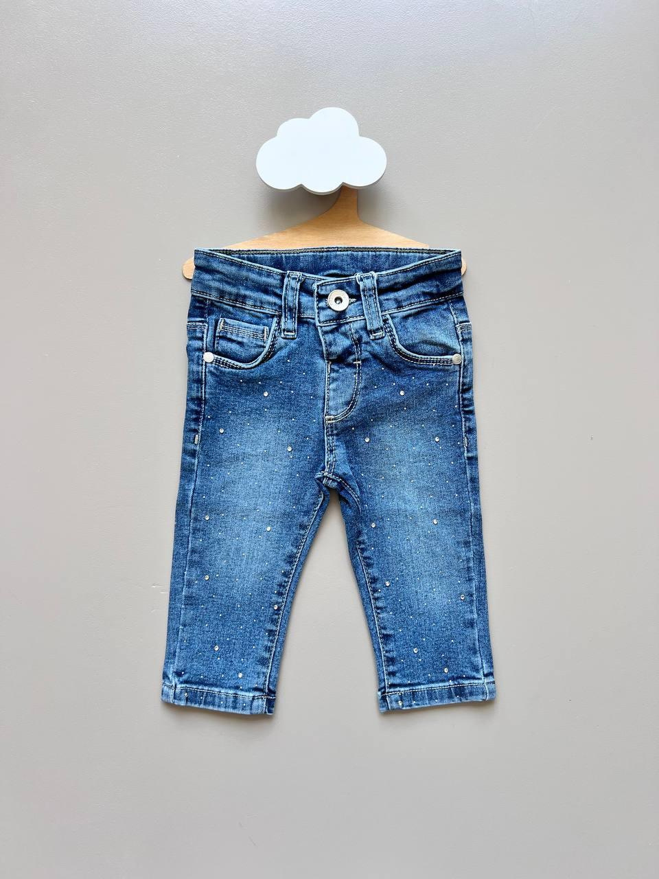 Denim Strass Skinny Cut Pants - La Farandole Paris