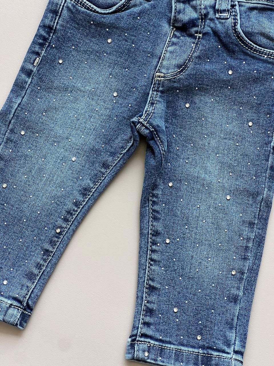 Denim Strass Skinny Cut Pants - La Farandole Paris