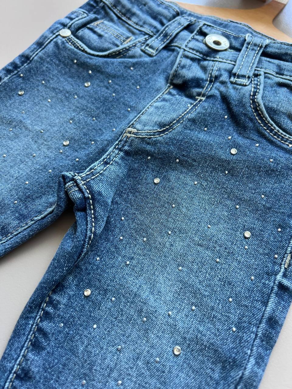 Denim Strass Skinny Cut Pants - La Farandole Paris