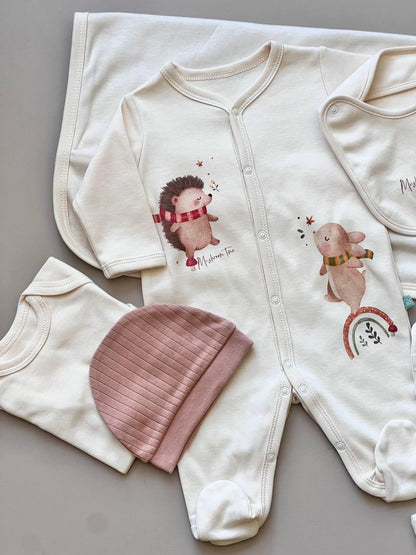 Mushroom Beige & Brown GOTS™ Certified Organic Cotton 10 Pcs Hospital Set - La Farandole Paris