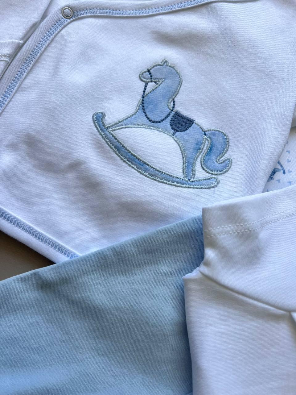 My Toy Horse Blue & White GOTS™ Certified Organic Cotton 10 Pcs Hospital Set - La Farandole Paris