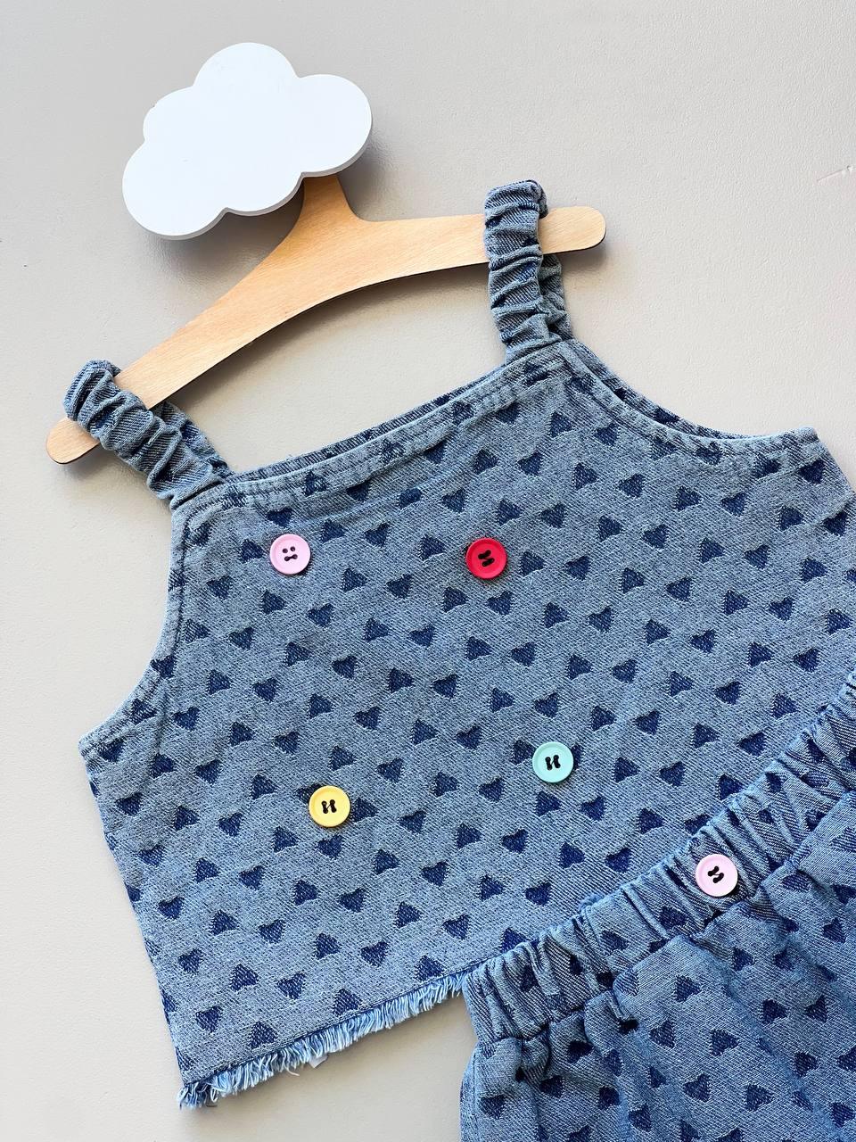 Heart Blue Denim 2 Pcs Set - La Farandole Paris