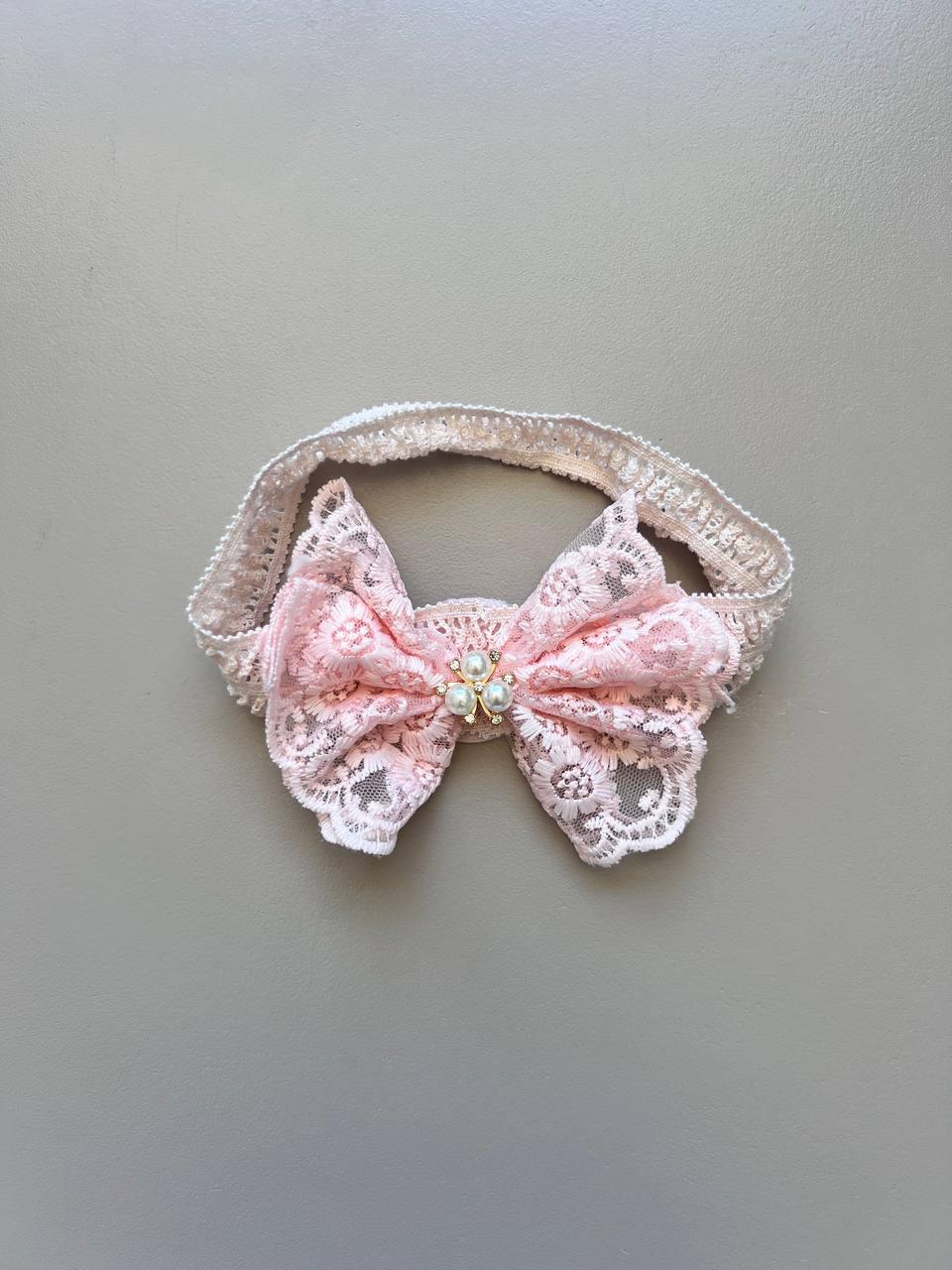Butterfly Lace Hair Band With Pearls - La Farandole Paris