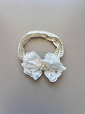 Butterfly Lace Hair Band With Pearls - La Farandole Paris