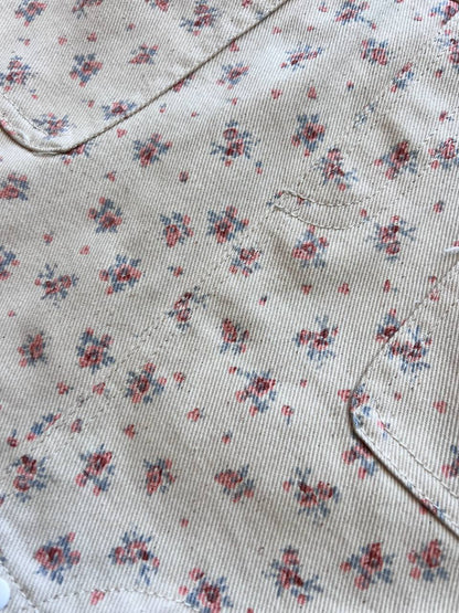 Beige Floral Jeans Salopettes