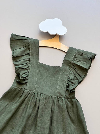 Green Linen Romper