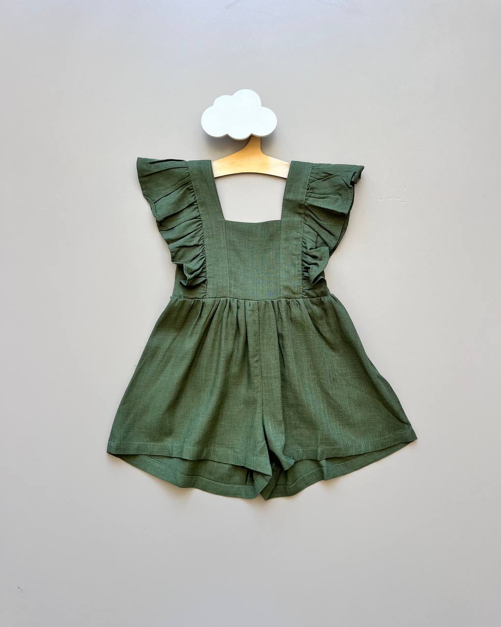 Green Linen Romper