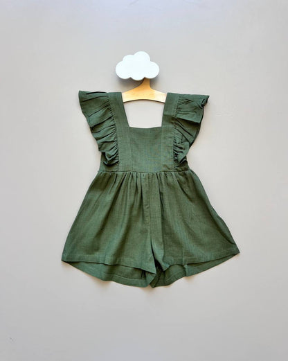 Green Linen Romper