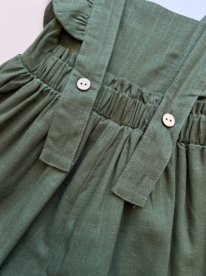Green Linen Romper