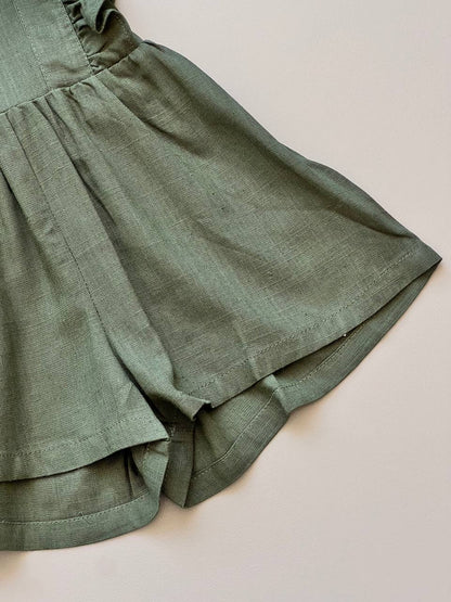 Green Linen Romper