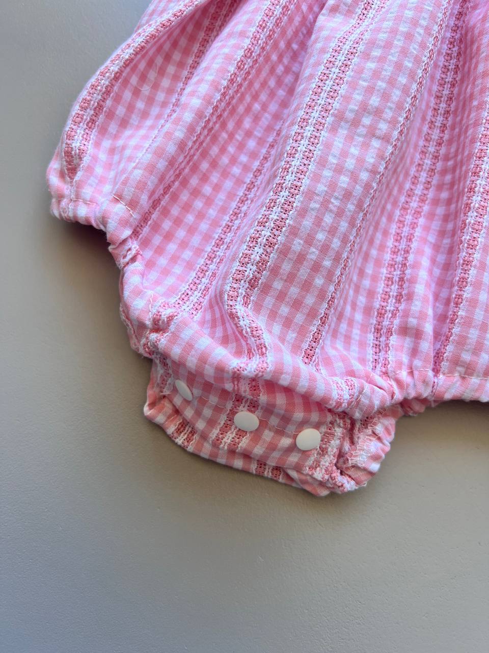 Pink Embroidered Cotton Romper With Hairband