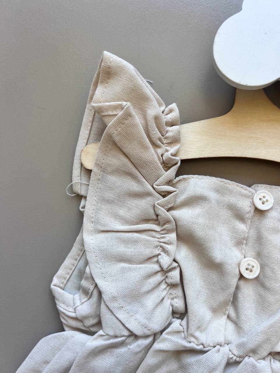 Beige Embroidered Cotton Romper