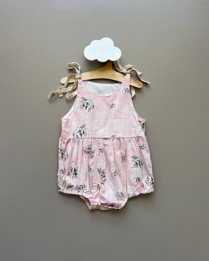Pink Floral Sleeveless Romper