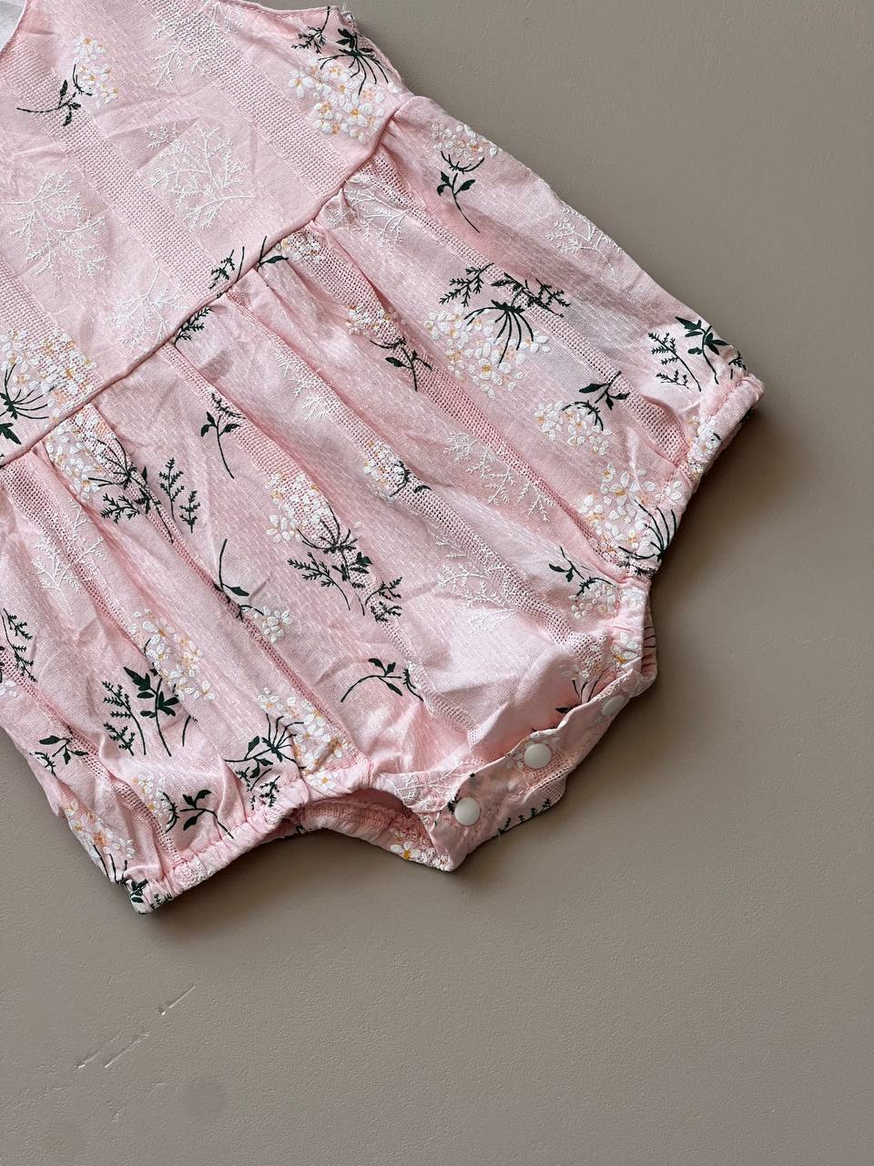 Pink Floral Sleeveless Romper