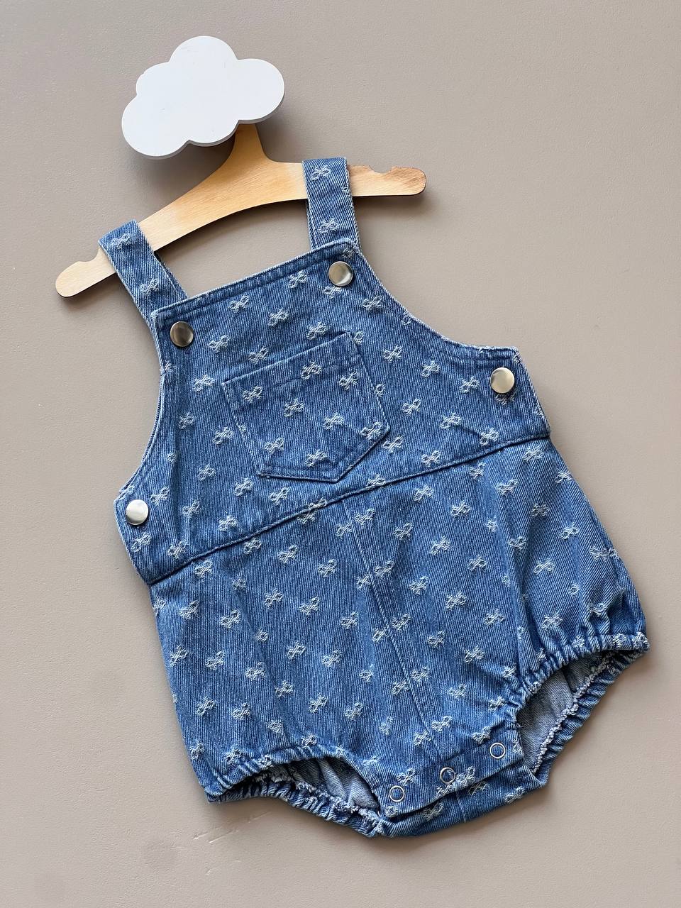 Navy Bow Jeans Salopettes