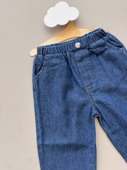 Navy Denim Loose Pants