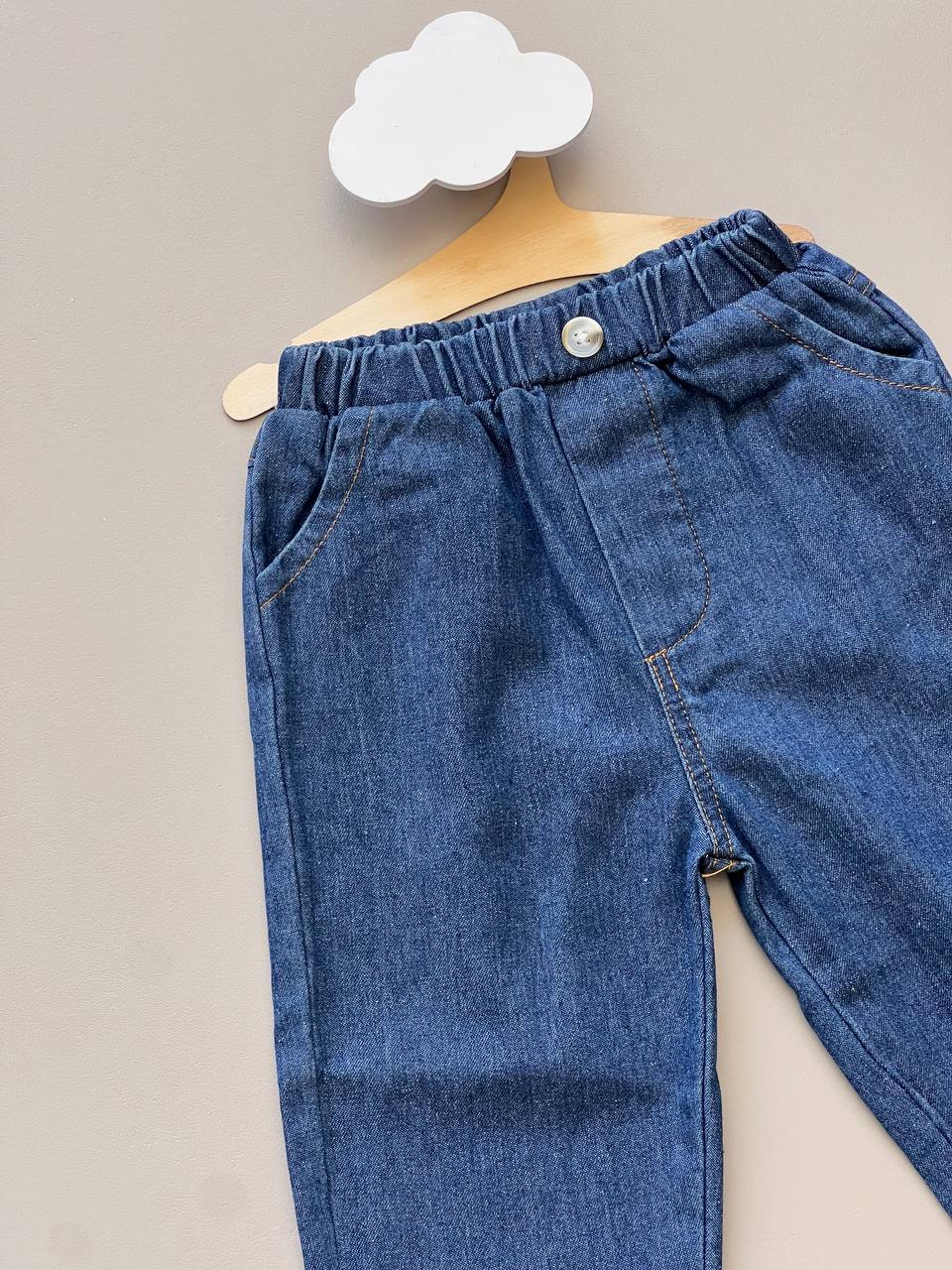 Navy Denim Loose Pants