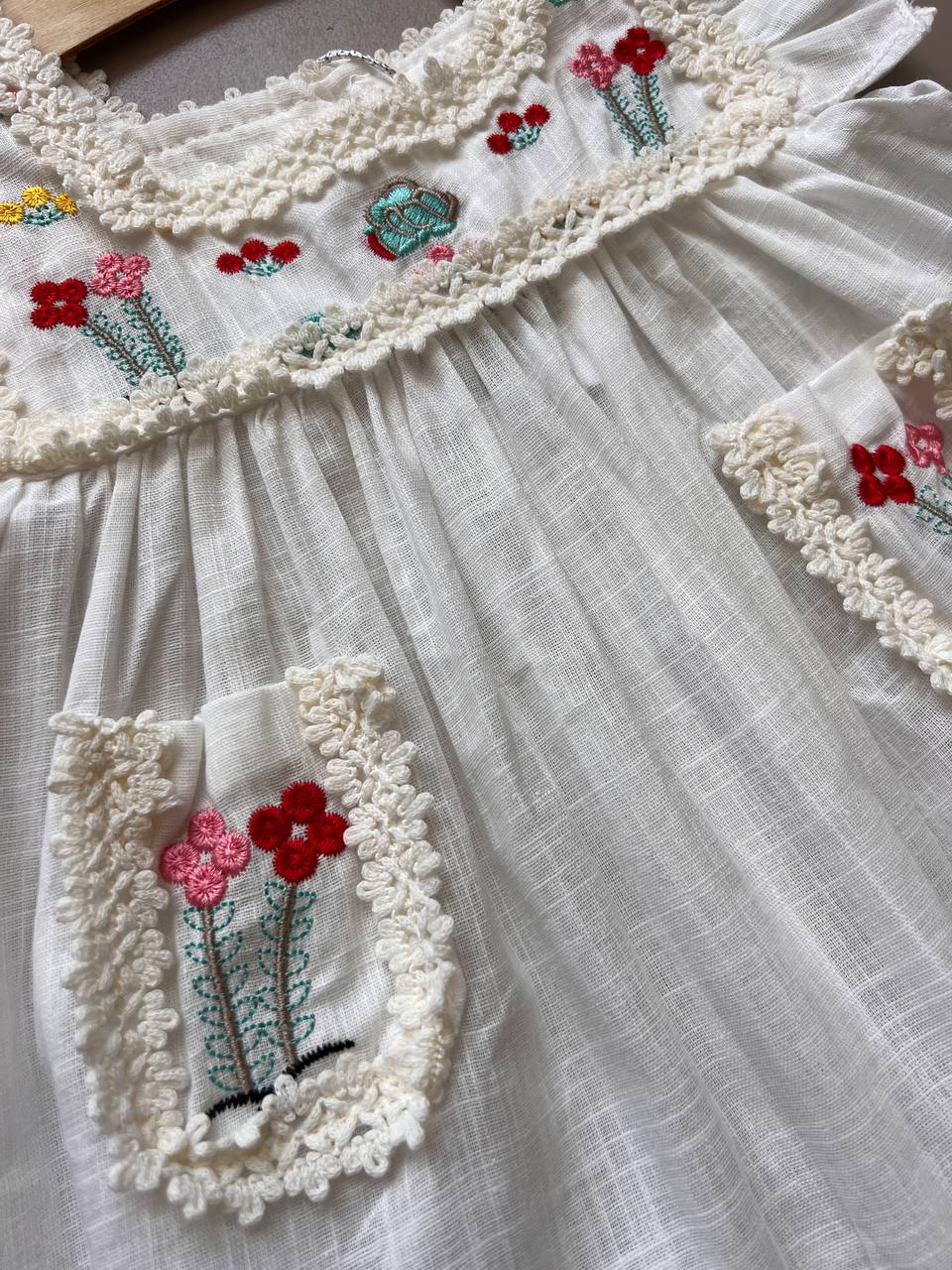 White Embroidered Floral Cotton Dress