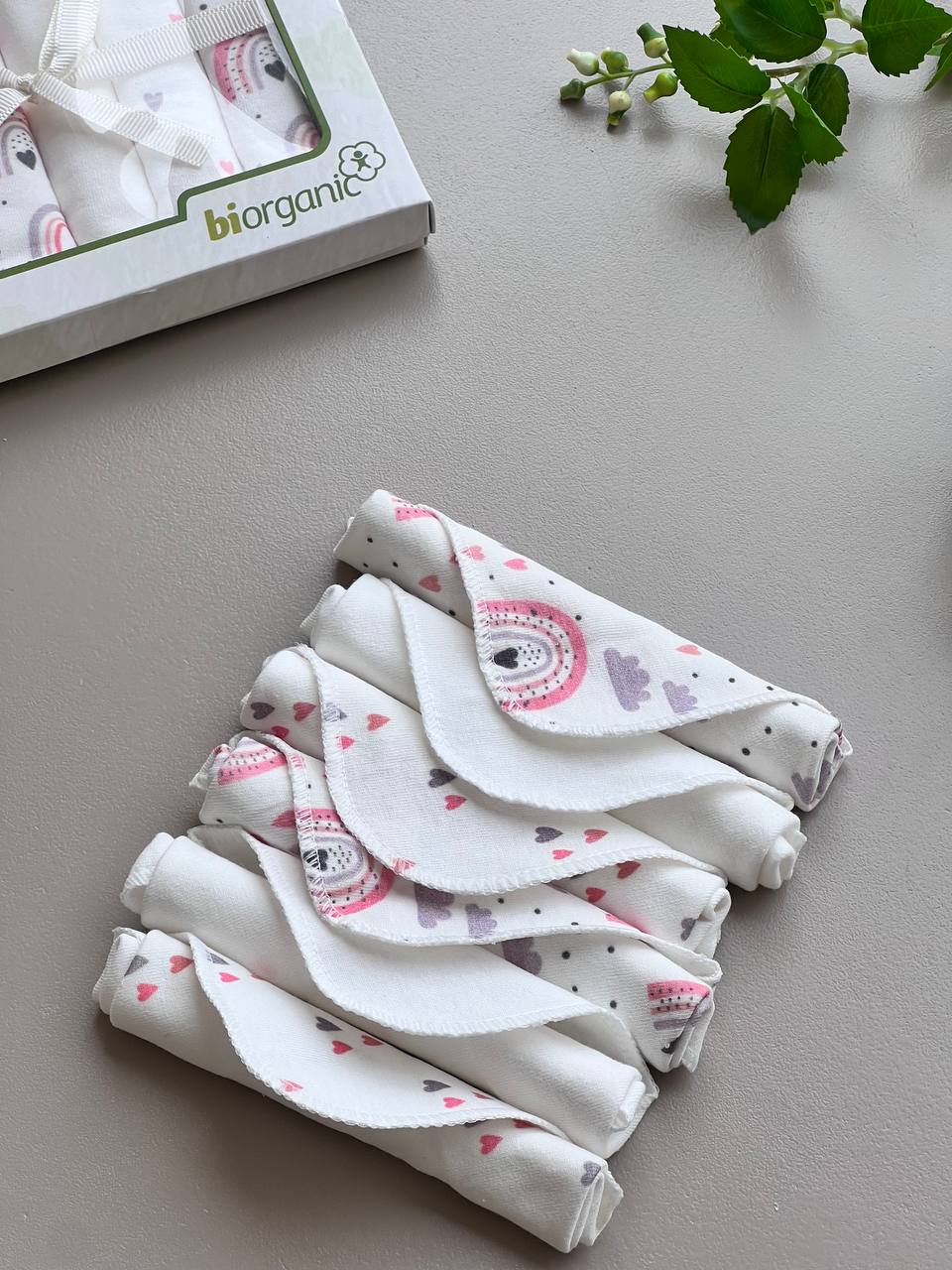 pink and white Organic Cotton Washcloth Pack Of 6 pieces