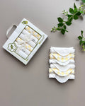 Yellow And White Organic Cotton Wash Cloth Pack Of 6 Piece