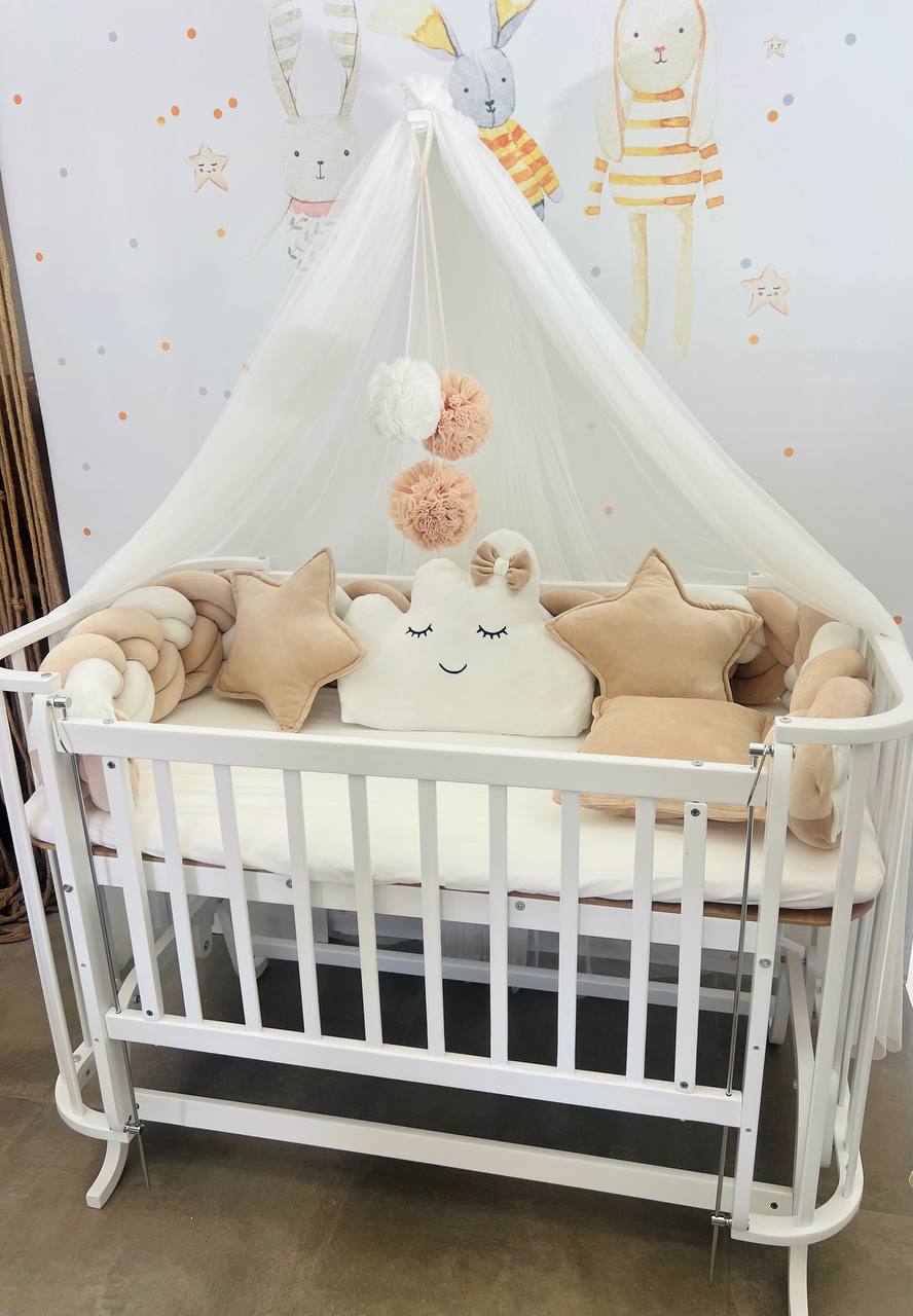 White and Beige Fluffy Braided Bedding Set