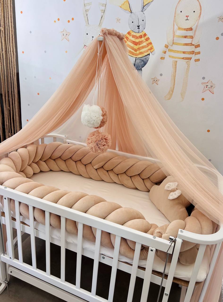 Beige Fluffy Braided Bedding Set 3 Meters