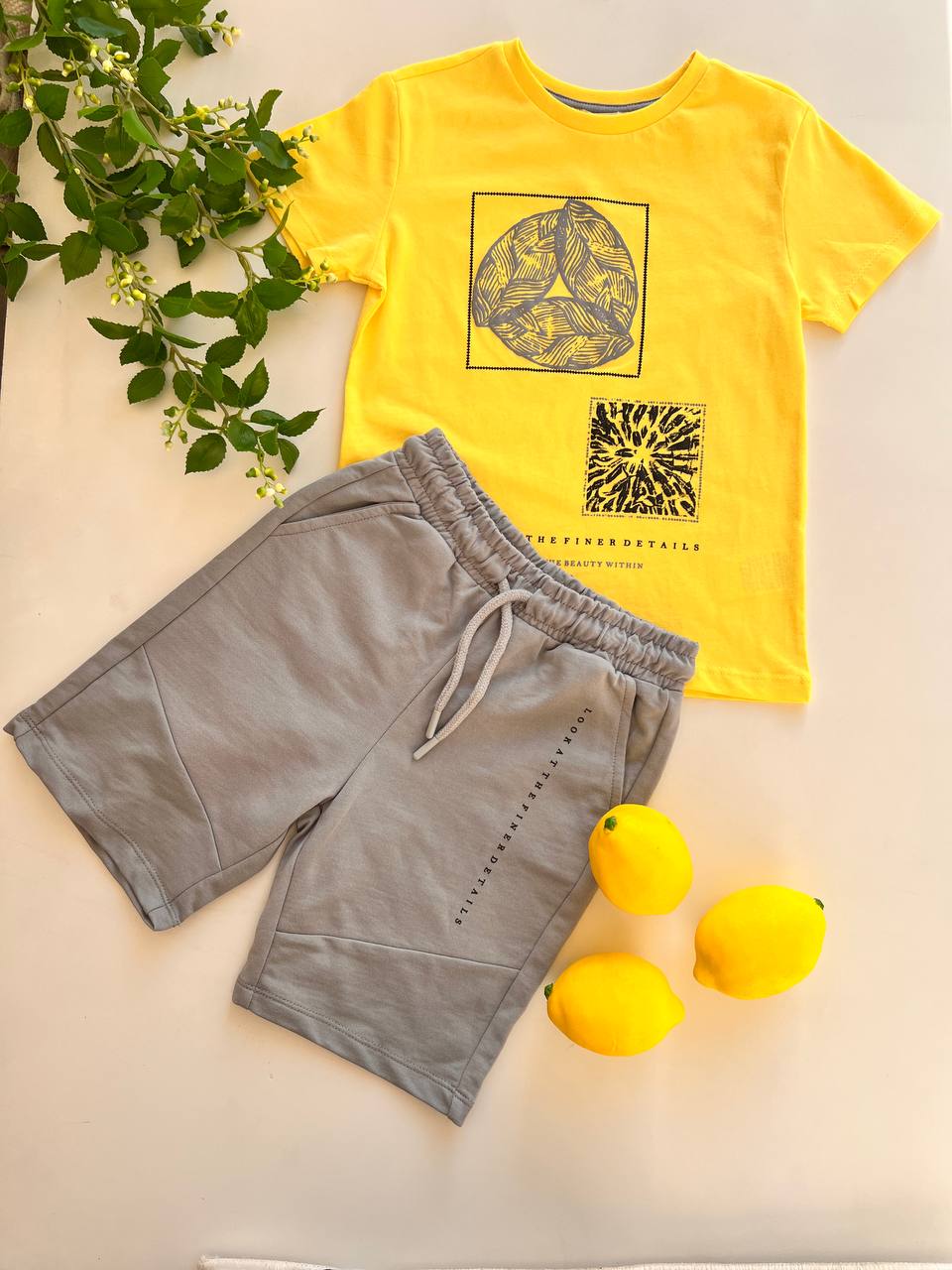 Yellow/Gray Cotton Set