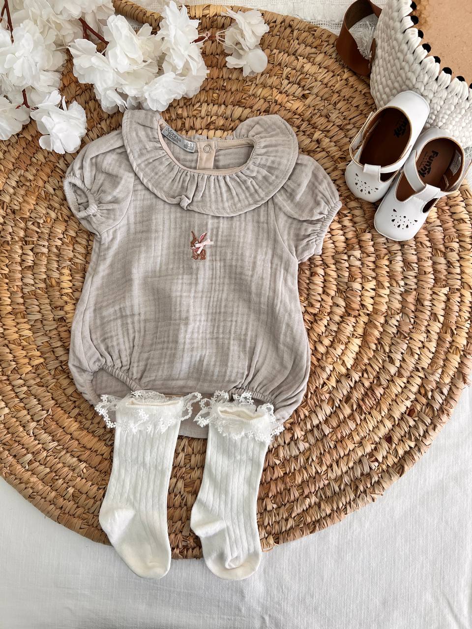 Greige Linen Romper