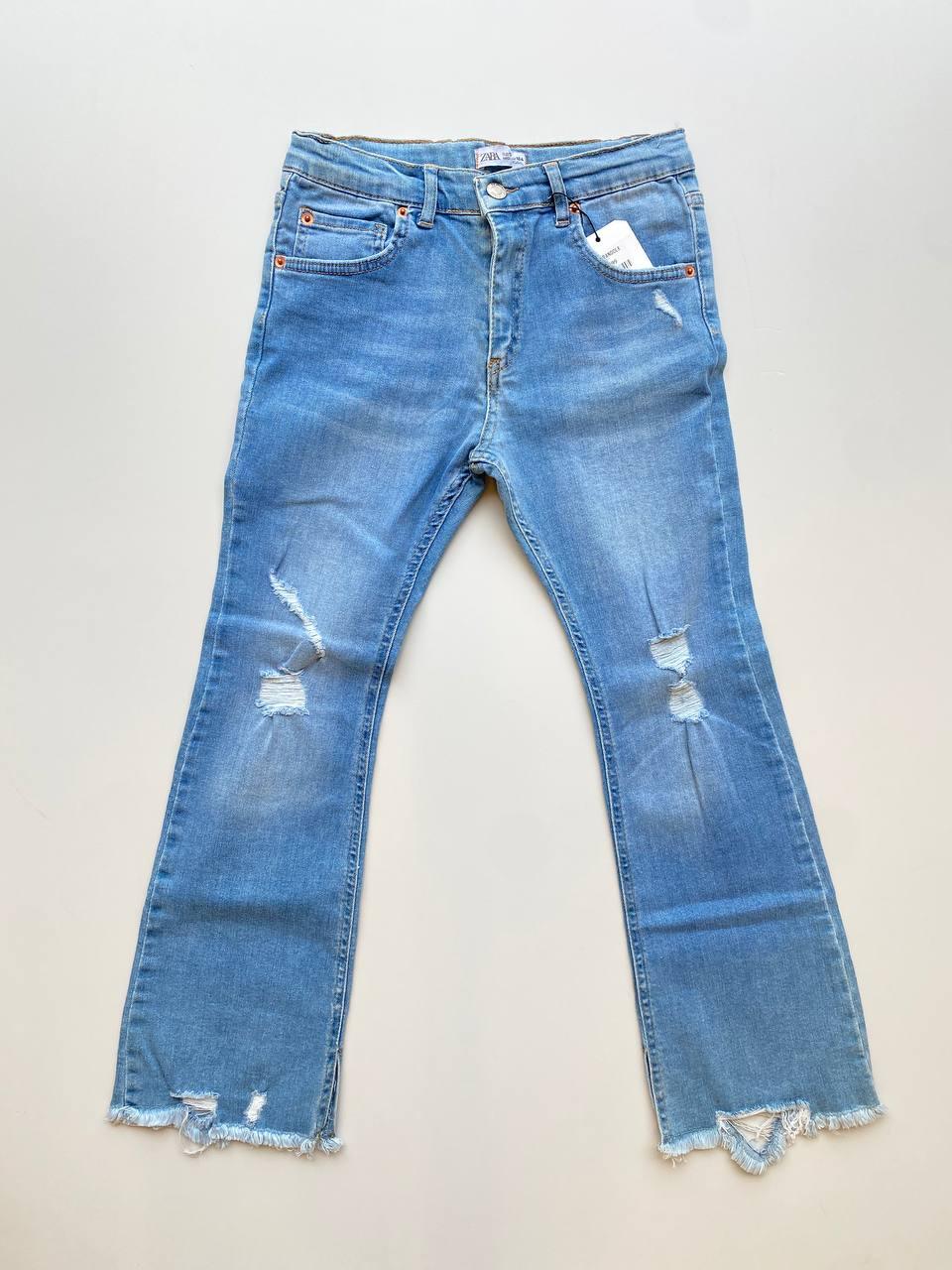 Zara Blue Flared Ribbed Jeans - La Farandole Paris