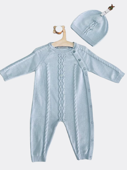 Blue Organic Cotton Overall With Hat