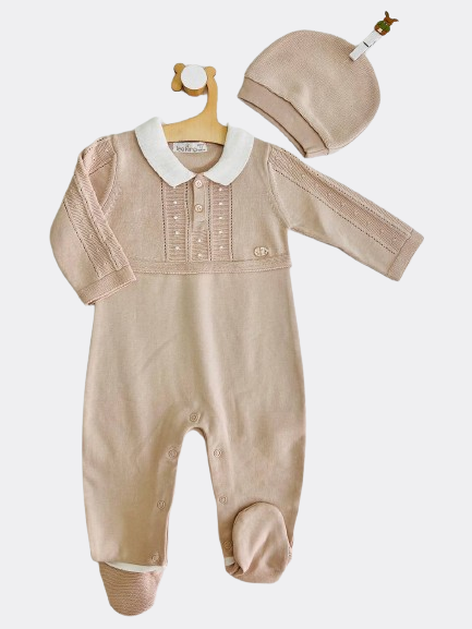 Beige Polo Overall With Hat