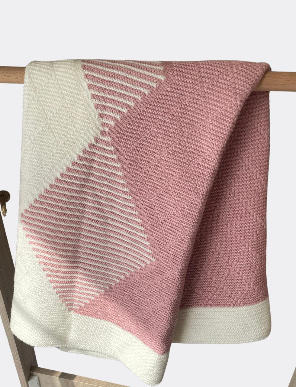 Pink and Off-White Organic Wool Blanket