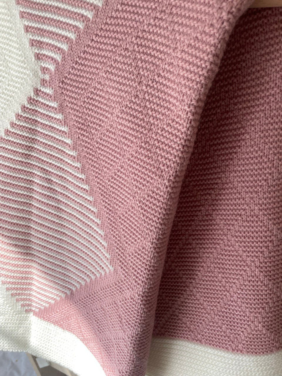 Pink and Off-White Organic Wool Blanket