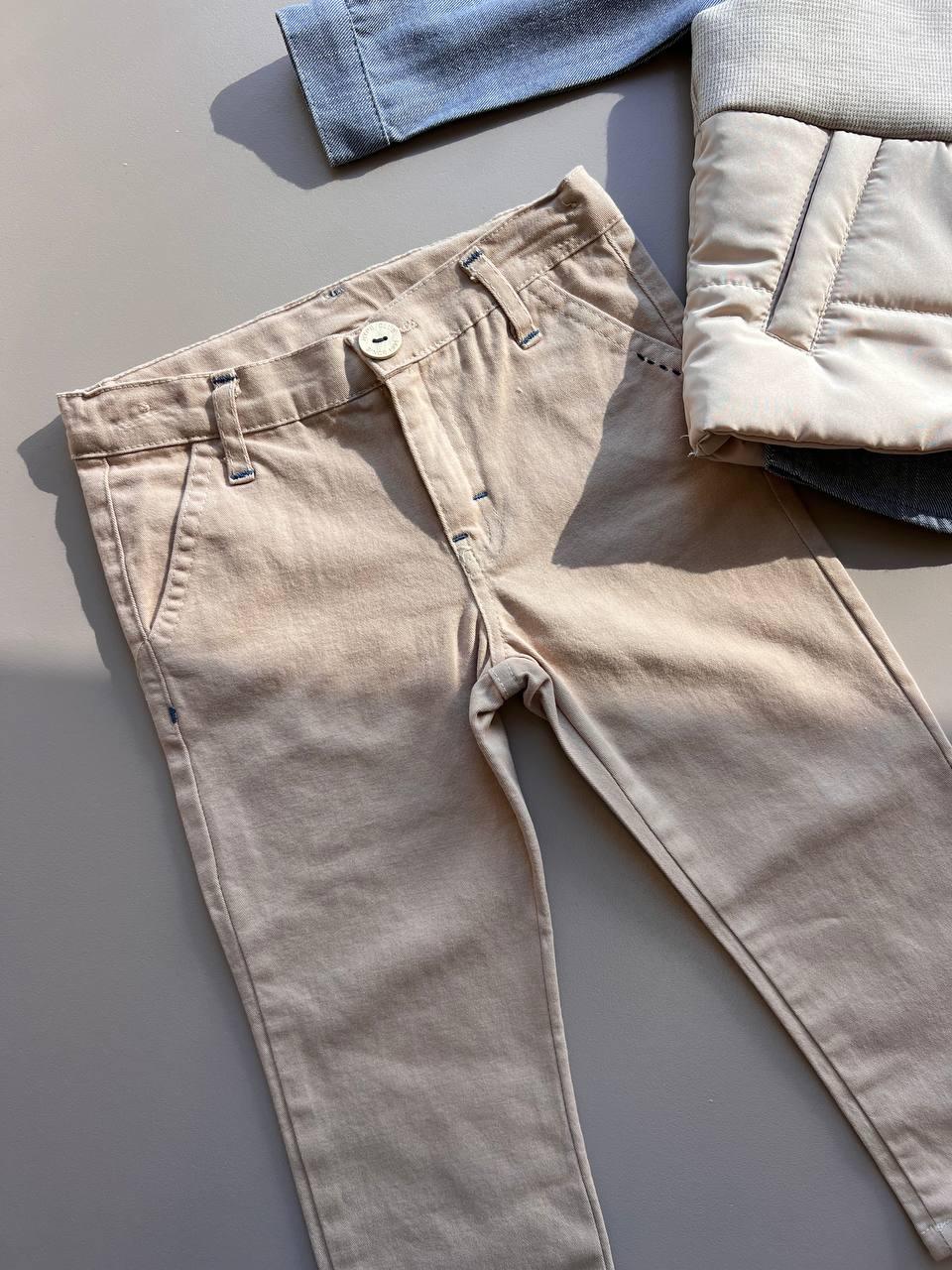 Beige and Blue 3 Pcs Set: Vest, Shirt and Pants - La Farandole Paris