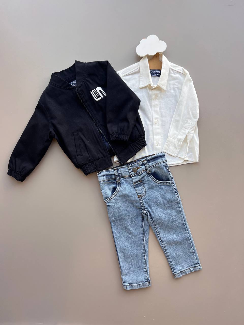 Navy Blue And Jeans with Shirt Set