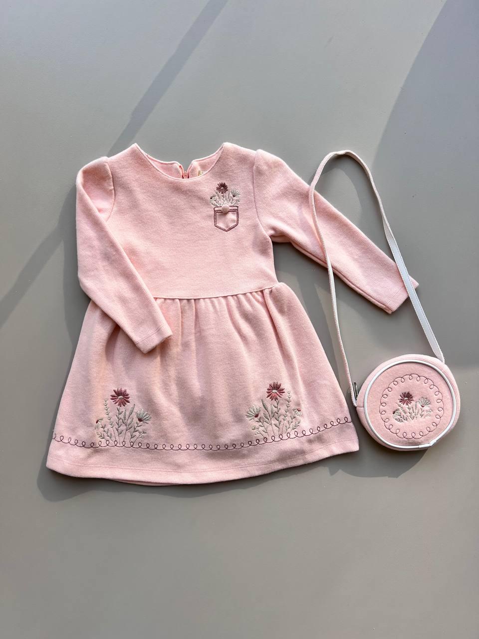 Pink Dress With Sac For Girls - La Farandole Paris