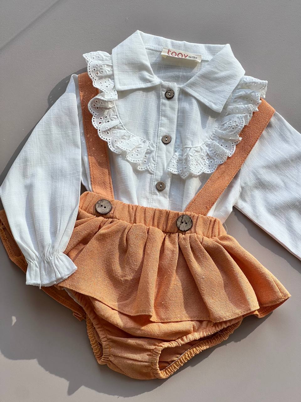 Orange Romper With White Shirt