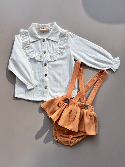 Orange Romper With White Shirt