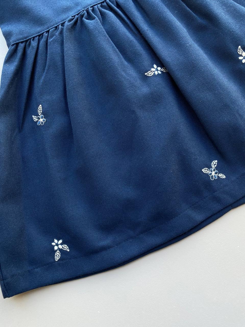 Navy Blue Dress With Beige Jacket - La Farandole Paris