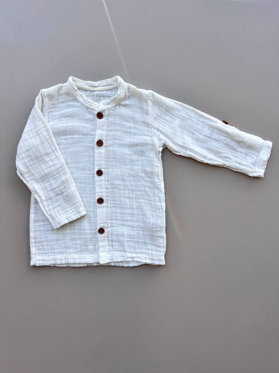 White/Brown Linen Shirt